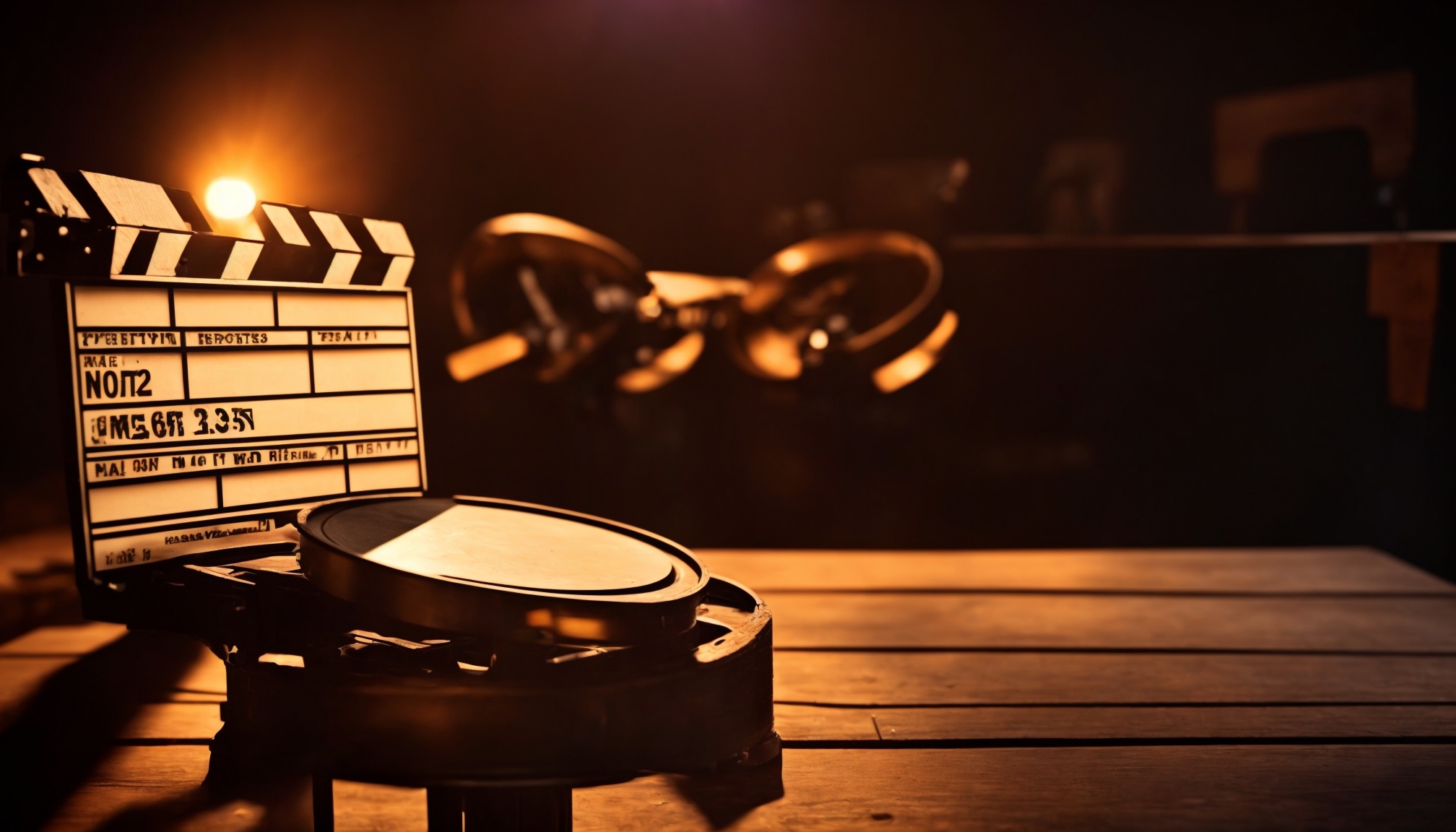 Cinematic film reel and clapperboard on an editing table illustrating film industry insights and theatrical release trends